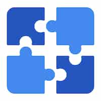 Vecteur gratuit quatre pièces de puzzle bleu