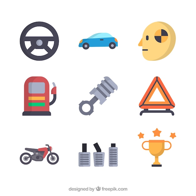 Vecteur gratuit racing icon set