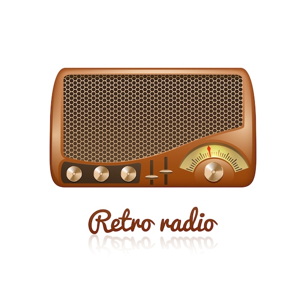 Radio classique rétro marron avec haut-parleur et syntoniseur