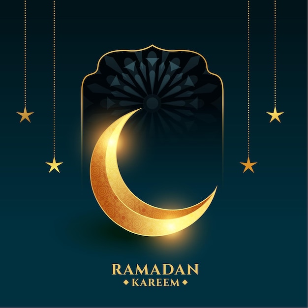 Vecteur gratuit ramadan kareem avec croissant de lune doré