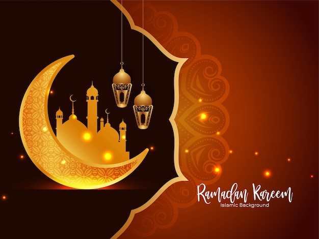 Ramadan Kareem croissant de lune vecteur de fond islamique religieux