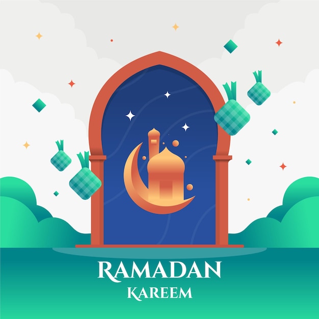 Ramadan kareem design plat eid mubarak