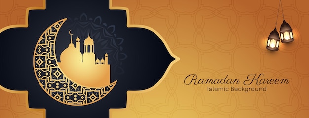 Vecteur gratuit ramadan kareem festival islamique élégant vecteur de conception de bannière décorative