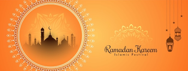 Vecteur gratuit ramadan kareem festival islamique élégant vecteur de conception de bannière décorative