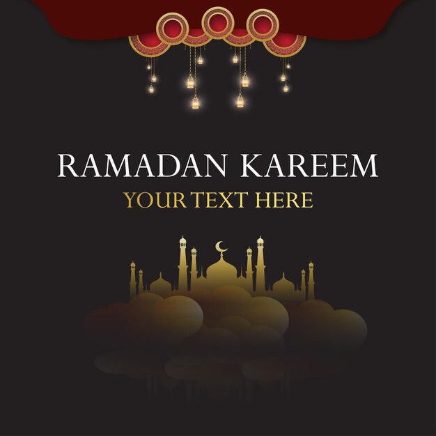 Vecteur gratuit ramadan kareem fond noir doré bannière de médias sociaux islamiques vecteur gratuit