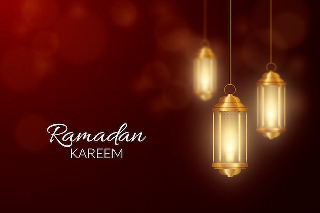 Ramadan Kareem Heureux Réaliste Avec Des Bougies