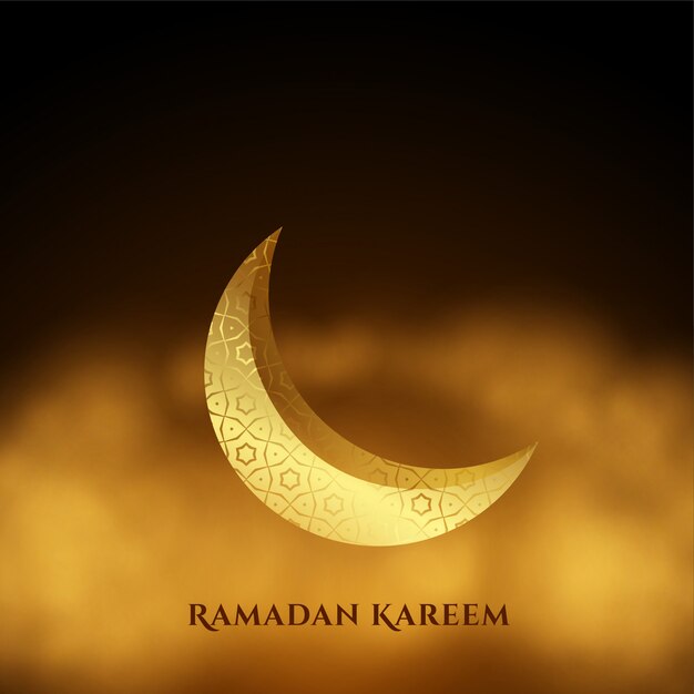 Ramadan Kareem Lune Dorée Avec Fond De Nuages