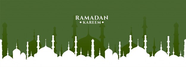 Ramadan kareem salutation avec bannière de conception de mosquée