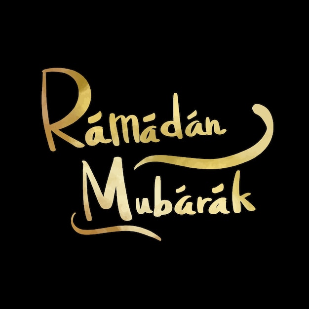 Ramadan Mubarak Gold Text Vector