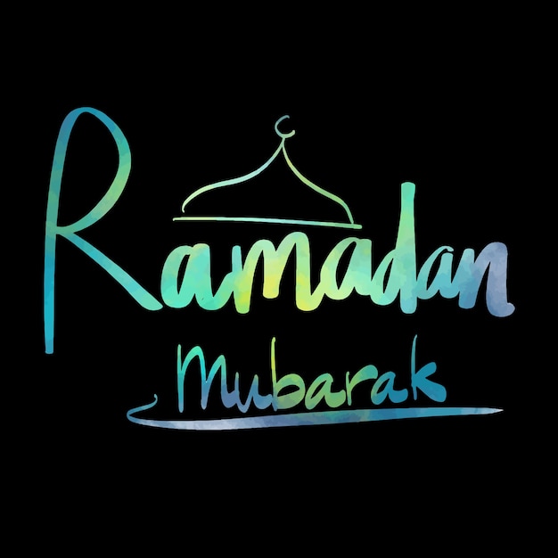 Ramadan Mubarak Watercolor Text Vector