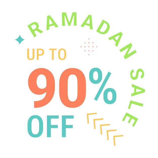 Vecteur gratuit ramadan propose une bannière verte avec calligraphie arabe et jusqu'à 90 de réduction sur tous les produits