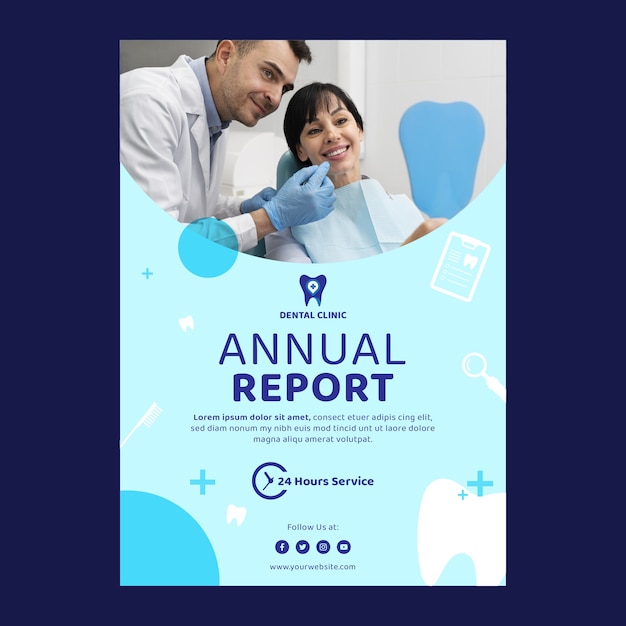 Rapport annuel de la clinique dentaire design plat