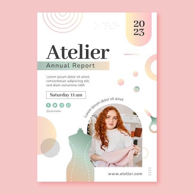 Vecteur gratuit rapport annuel du service atelier dégradé