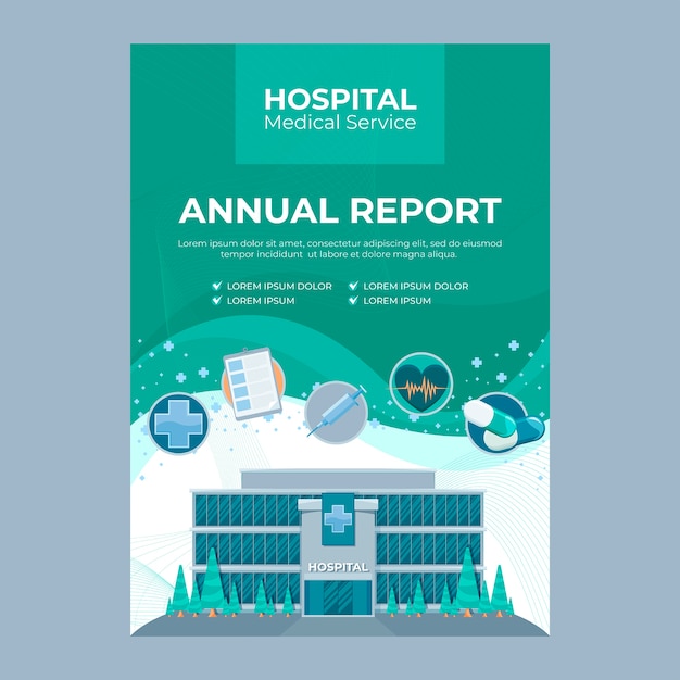 Vecteur gratuit rapport annuel de l'établissement de santé design plat