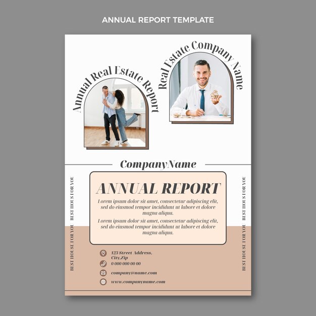Rapport annuel sur l'immobilier géométrique abstrait design plat