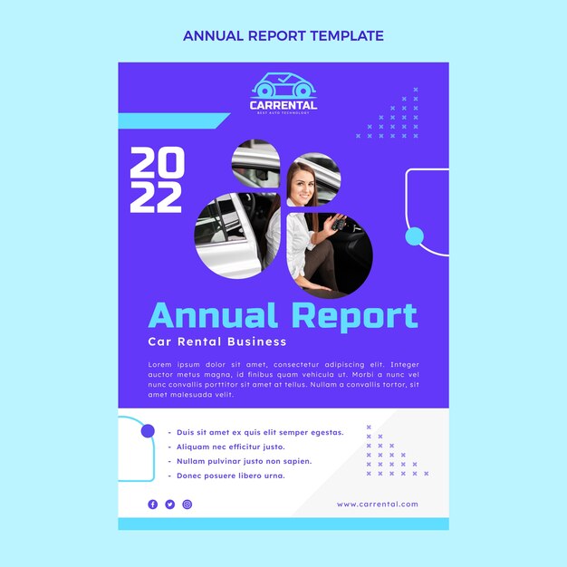 Rapport annuel de location de voiture design plat