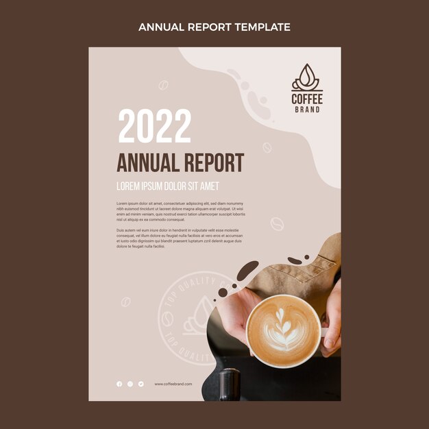 Vecteur gratuit rapport annuel minimal sur le café au design plat