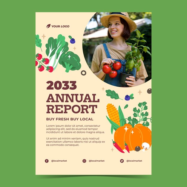 Vecteur gratuit rapport annuel plat dessiné à la main sur le marché local