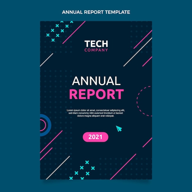 Vecteur gratuit rapport annuel sur la technologie minimale de conception plate