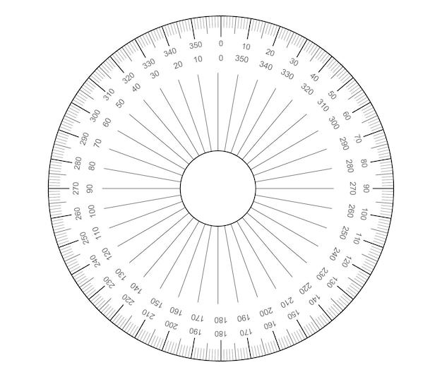 Rapporteur circulaire Outil de mesure des angles Echelle des rapporteurs ronds 360 Graduation de la taille réelle