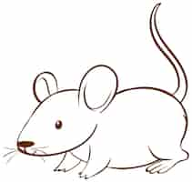 Vecteur gratuit rat dans un style simple doodle sur fond blanc