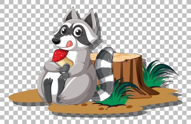 Vecteur gratuit raton laveur tenant le personnage de dessin animé aux fraises