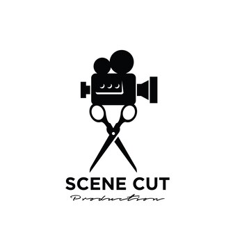 Réalisateur coupé dans les coulisses de l'édition studio film vidéo cinéma film production logo vectoriel