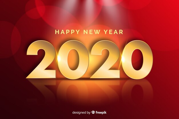 Réaliste doré année 2020 et bonne année lettrage