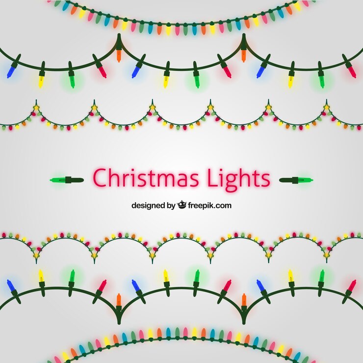 Vecteur gratuit réaliste lumières de noël décoration