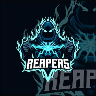 Reaper mascotte logo esport vecteur premium