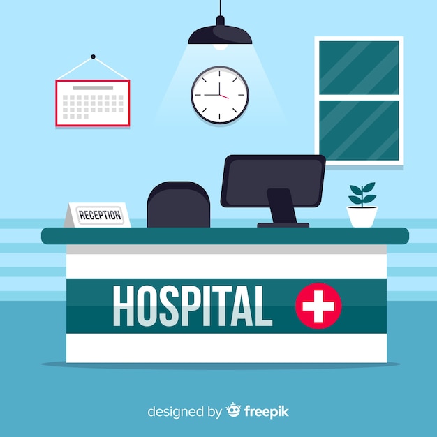 Vecteur gratuit réception hospitalière moderne au design plat