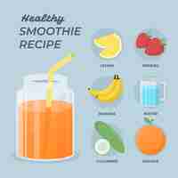 Vecteur gratuit recette de smoothie sain