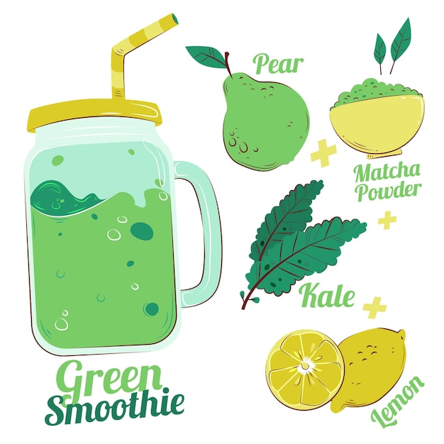 Vecteur gratuit recette de smoothie sain