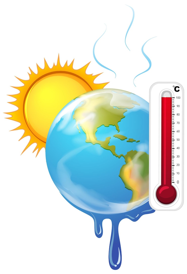 Vecteur gratuit le réchauffement climatique avec un soleil brûlant