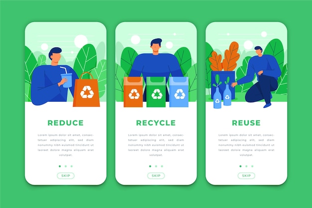 Vecteur gratuit recycler les écrans des applications d'intégration