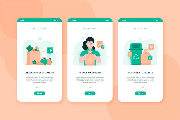 Vecteur gratuit recycler les écrans des applications d'intégration