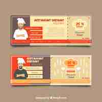 Vecteur gratuit réductions restaurant avec chefs