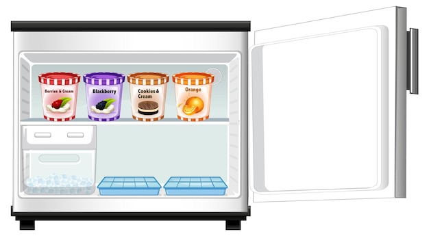 Vecteur gratuit réfrigérateur avec beaucoup de nourriture