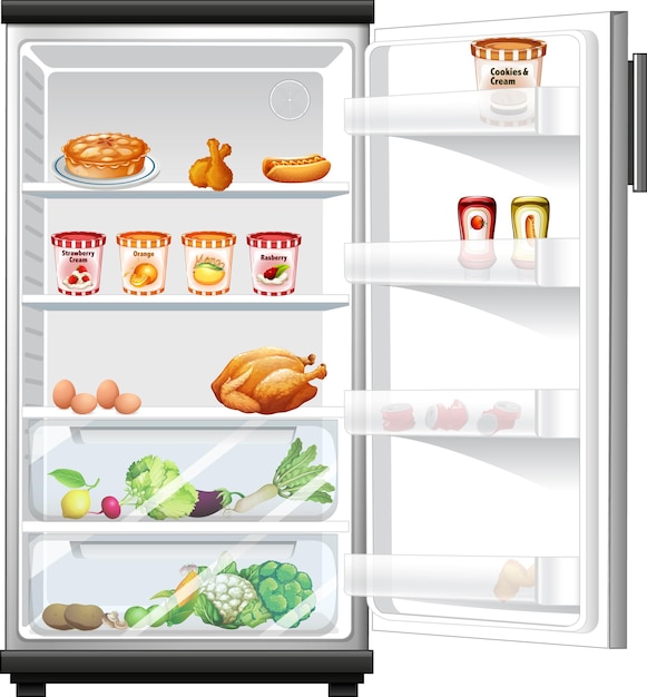 Réfrigérateur avec beaucoup de nourriture