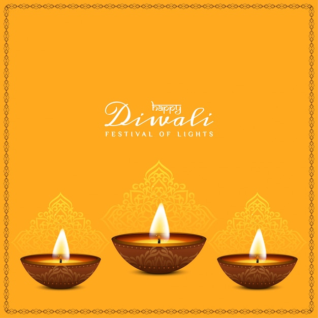 Religieux Joyeux Diwali Jaune