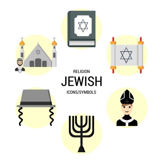 Vecteur gratuit religions juives symboles icône