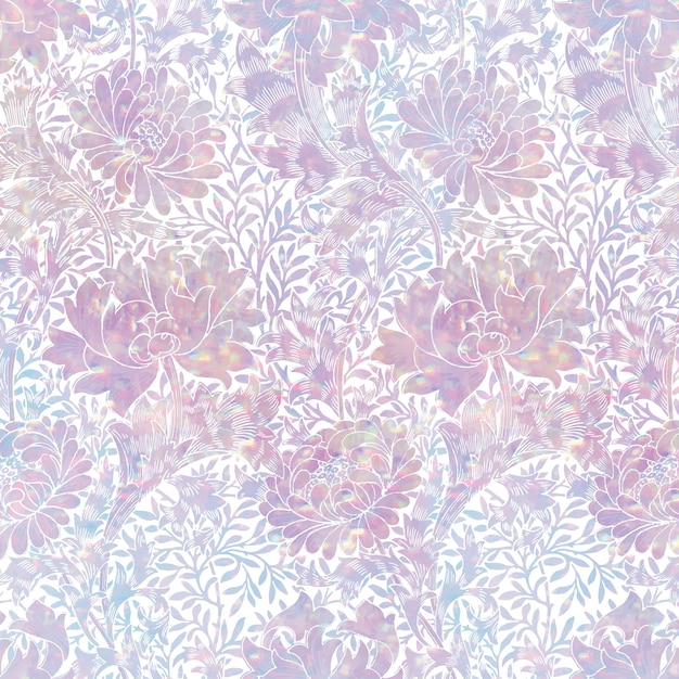 Remix de motif vectoriel de flore holographique vintage à partir d'œuvres d'art de William Morris