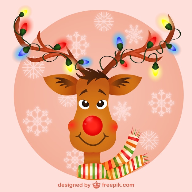 Cerf De Noël Isolé Avec Un Nez Rouge Sur Fond Blanc. Clip Art Libres De  Droits, Svg, Vecteurs Et Illustration. Image 88752257