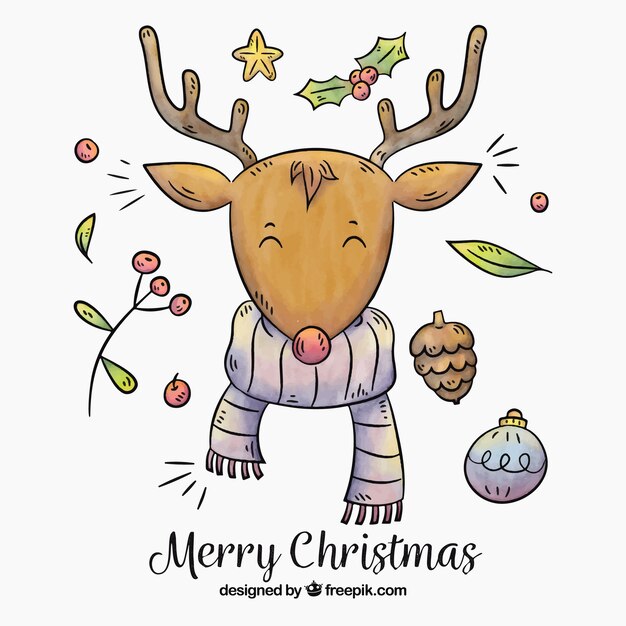 Rennes de Noël mignon dessinés à la main