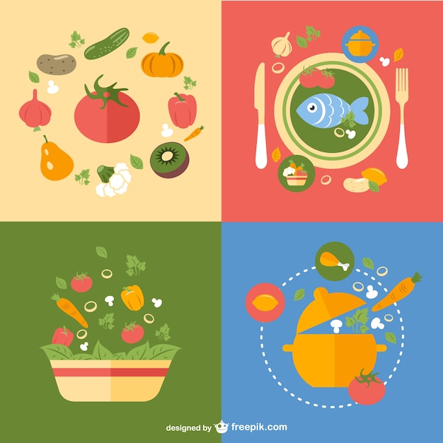 Des repas sains de dessins vectoriels
