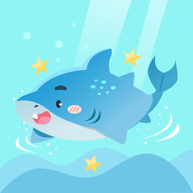 Vecteur gratuit requin bébé design plat en style cartoon