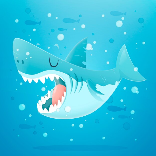 Requin bébé design plat en style cartoon