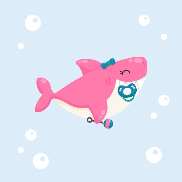 Requin bébé rose design plat