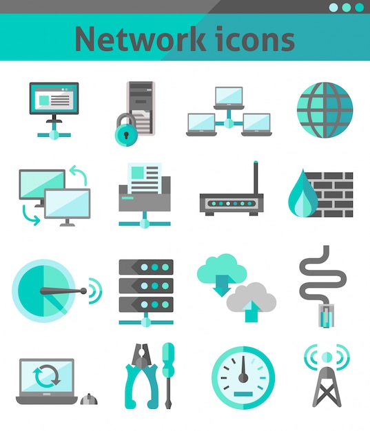 Vecteur gratuit réseau de sécurité internet icônes de communication ensemble illustration vectorielle isolée