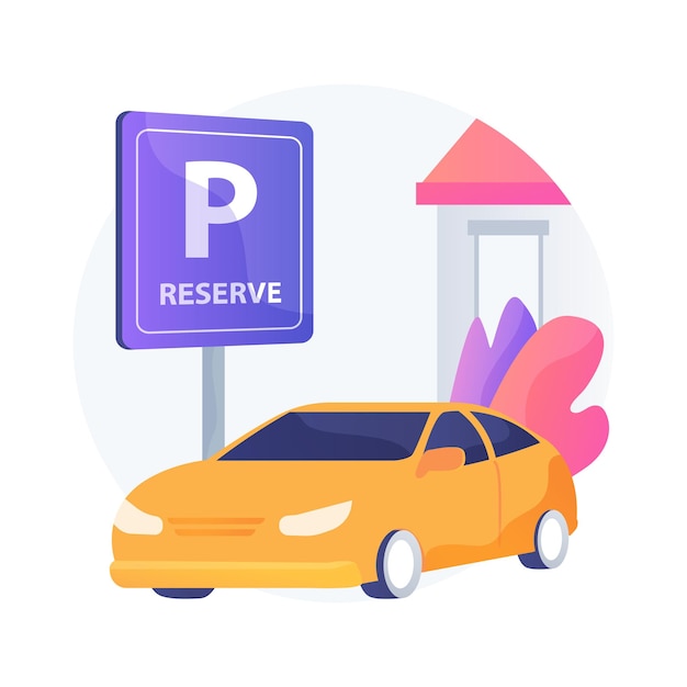 Réserver Une Place De Parking Pour Une Illustration De Concept Abstrait De Ramassage En Bordure De Rue. Visite Des Clients, Station De Ramassage, Arrivée Des Clients, Sécurité Des Employés, Petite Entreprise